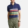 Polo Ralph Lauren Men's Custom Slim Fit Striped Mesh Polo Shirt - Light Navy Multi - Image 1