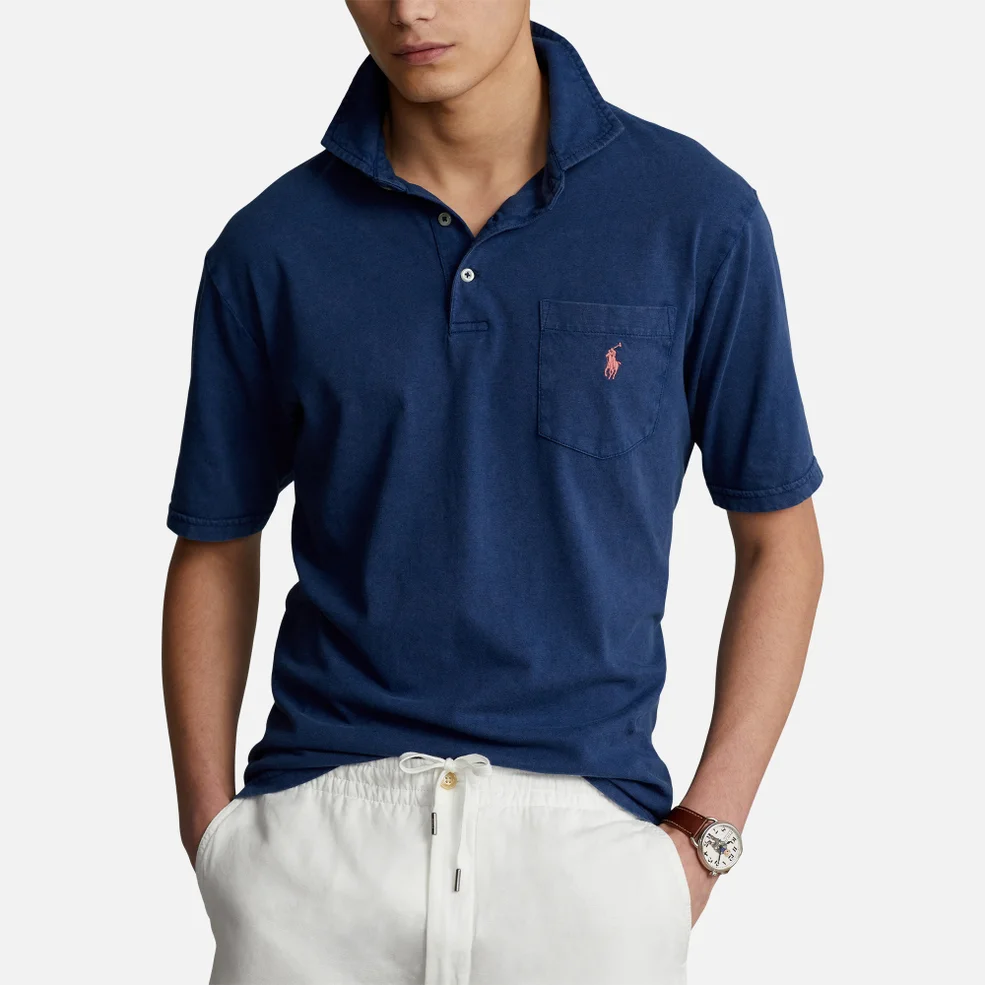 Polo Ralph Lauren Men's Cotton Linen Polo Shirt - Light Navy Image 1