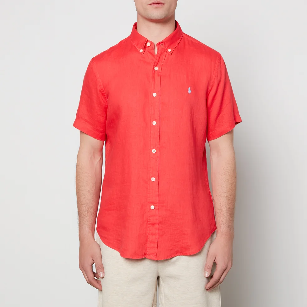 Polo Ralph Lauren Men's Dye Linen Short Sleeve Shirt - Racing Red Image 1
