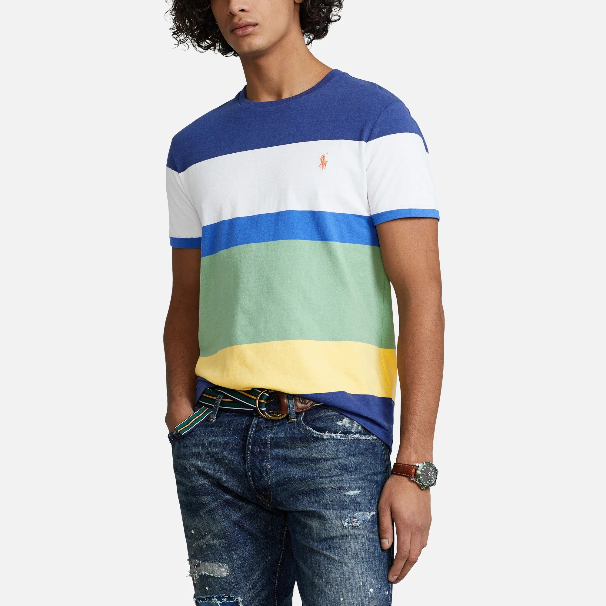 Polo Ralph Lauren Men's Jersey Striped T-Shirt - Light Navy Multi Image 1