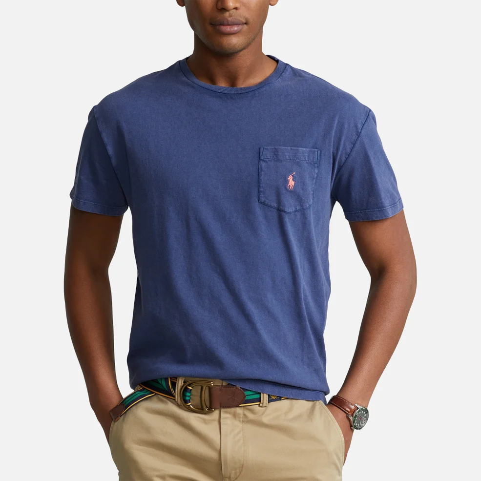 Polo Ralph Lauren Men's Cotton Linen T-Shirt - Light Navy Image 1