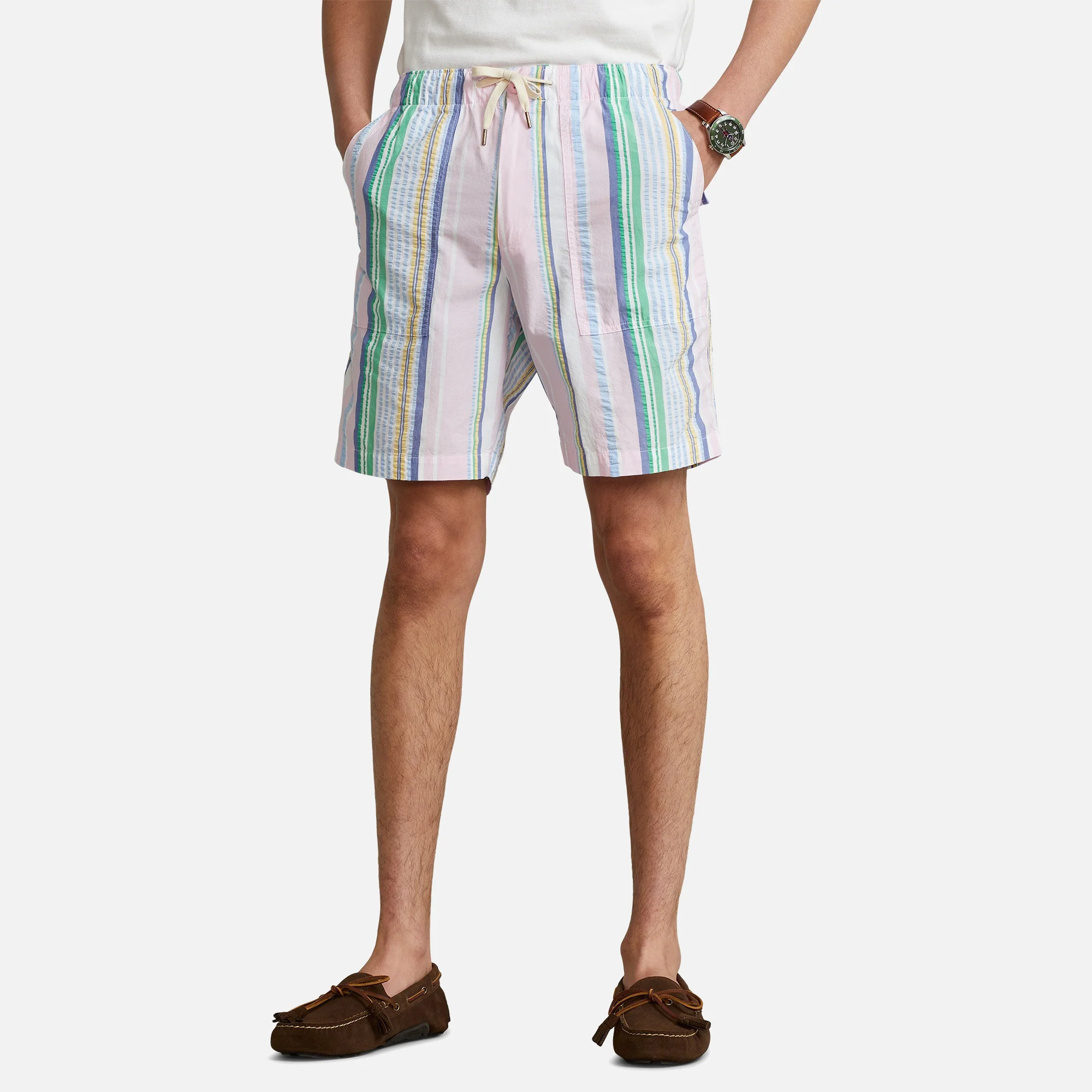 Polo Ralph Lauren Men's Seersucker Relaxed Fit Shorts - Pink/Blue Multi Image 1