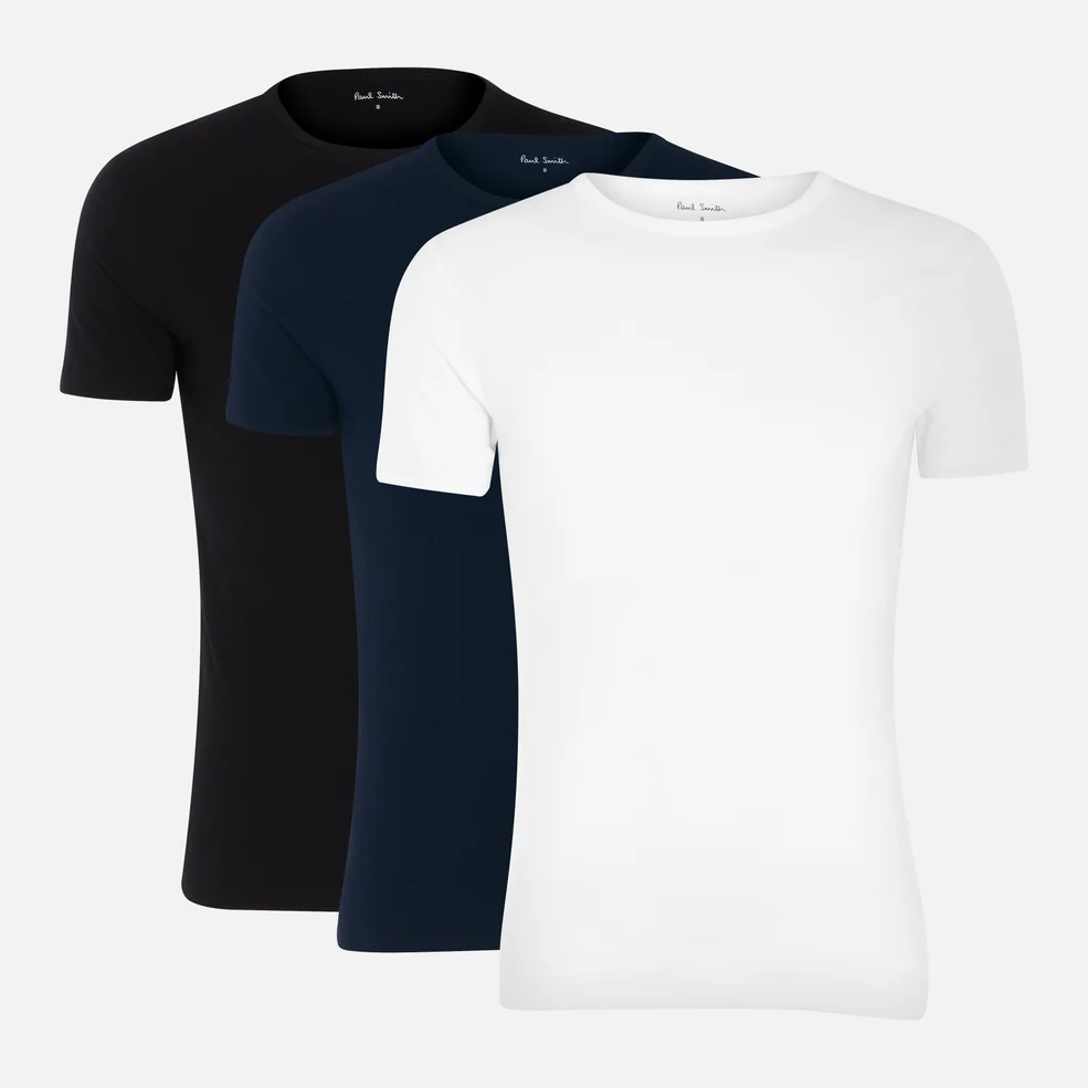 PS Paul Smith Men's 3-Pack Crewneck T-Shirts - Black/White/Inky Blue Image 1