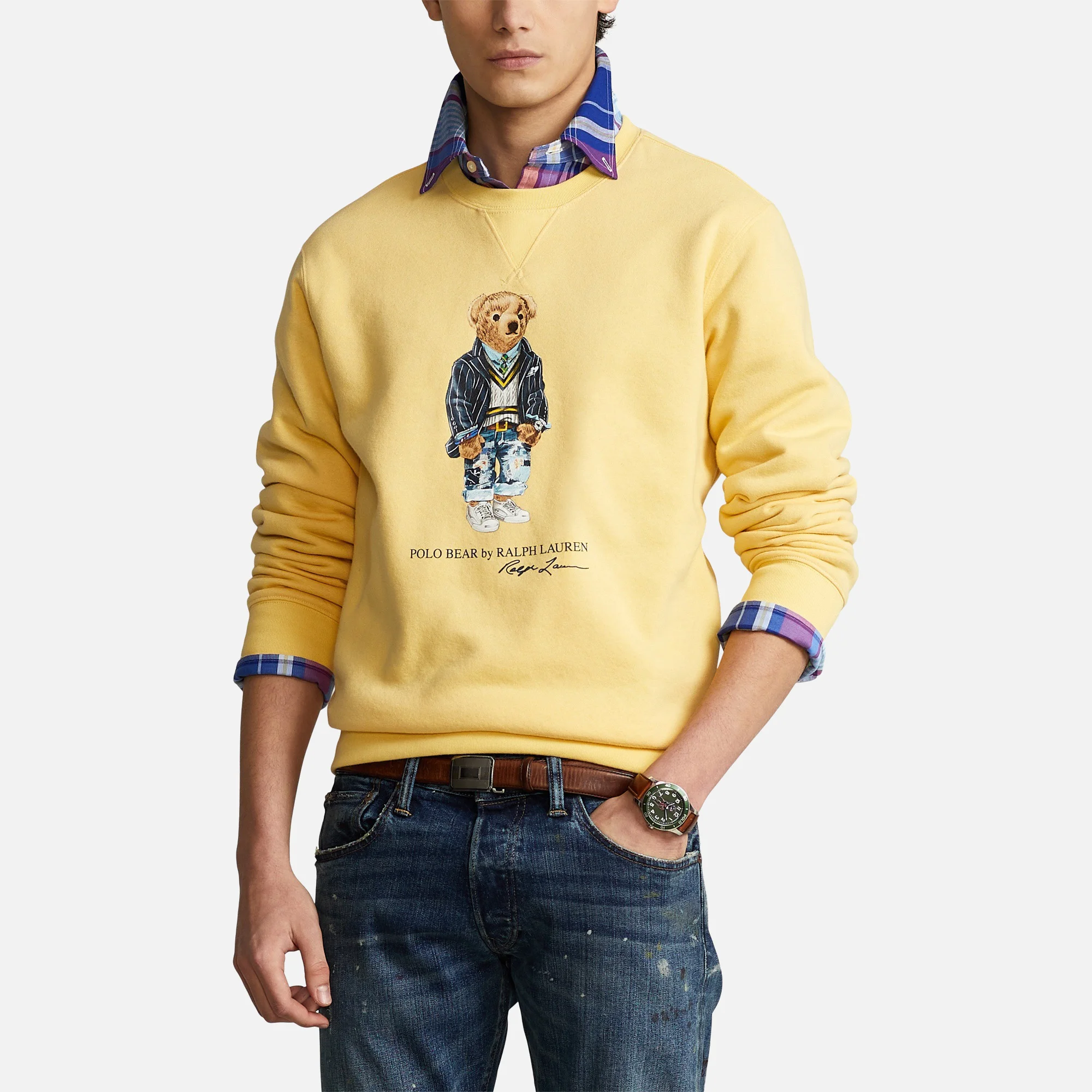 Polo Ralph Lauren Men's Polo Bear Fleece Sweatshirt - Empire Yellow Heritage Bear Image 1