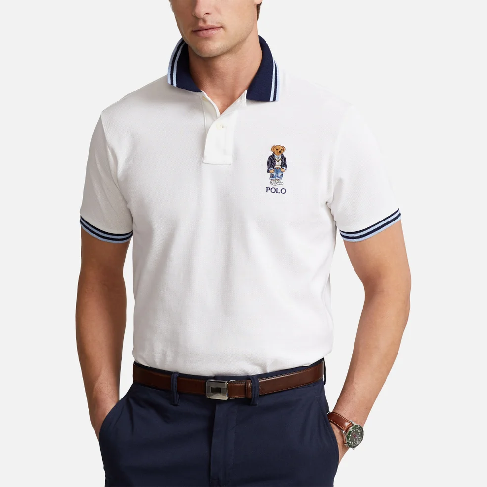 Polo Ralph Lauren Men's Custom Slim Fit Polo Bear Polo Shirt - White Heritage Bear Image 1