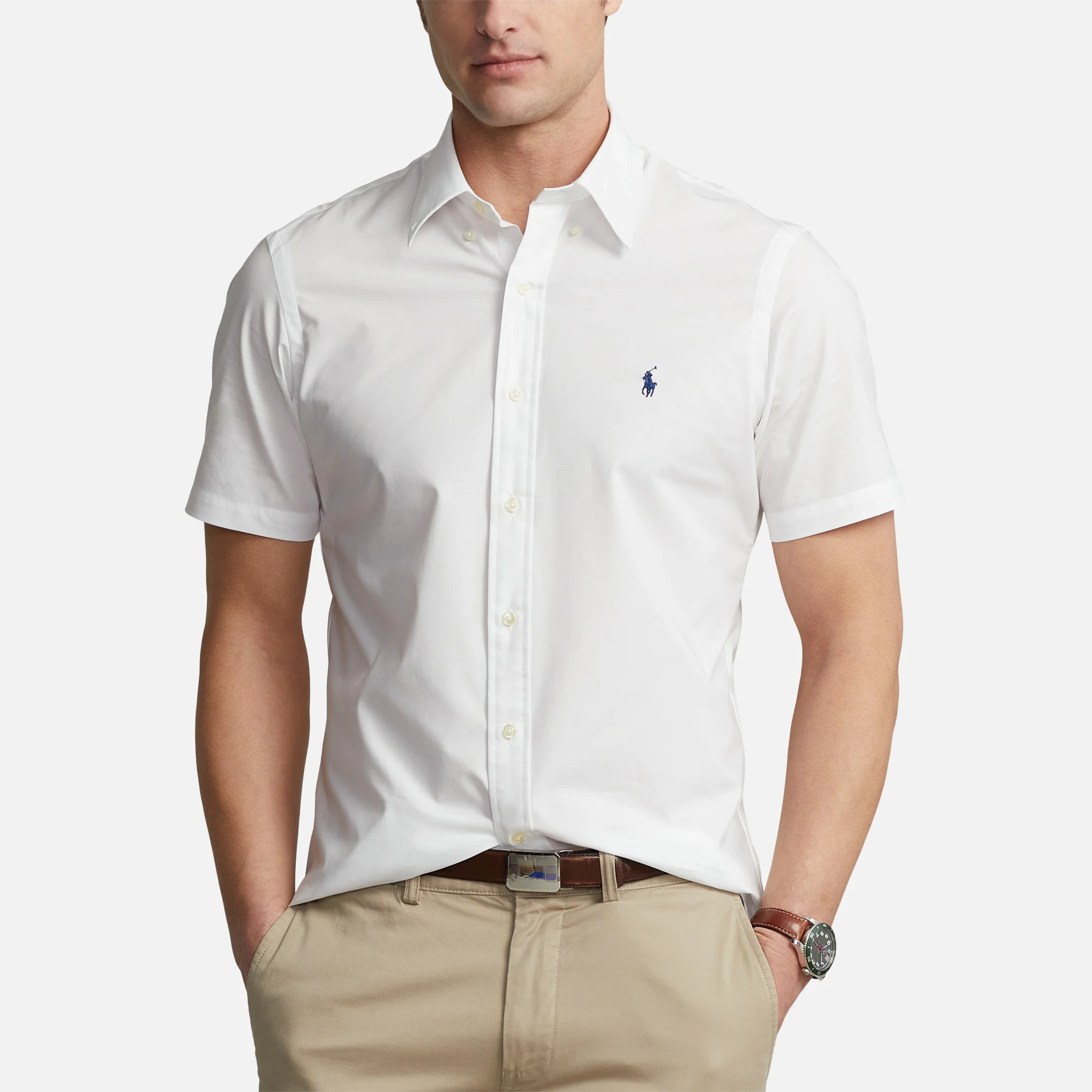 Polo Ralph Lauren Men's Poplin Short Sleeve Shirt - White Image 1