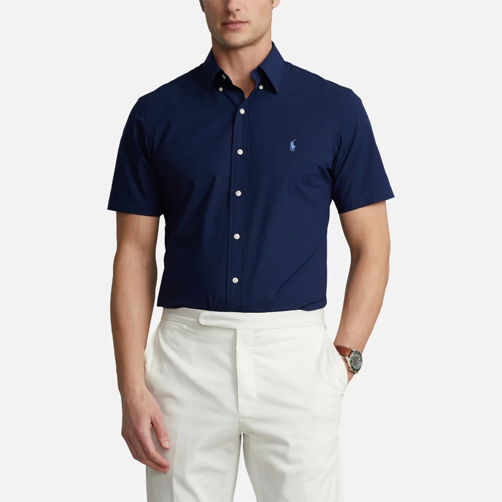 Polo Ralph Lauren Men's Custom Fit Stretch Poplin Short Sleeve Shirt - Newport Navy Image 1