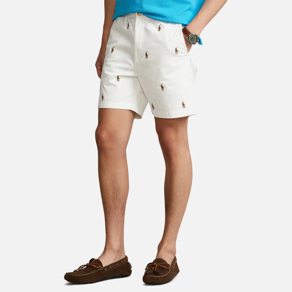 Polo Ralph Lauren Men's Stretch Twill Prepster Shorts- White Embroidery Image 1