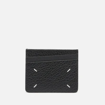 Maison Margiela Men's Four-Stitch Pebble Leather Card Holder - Black