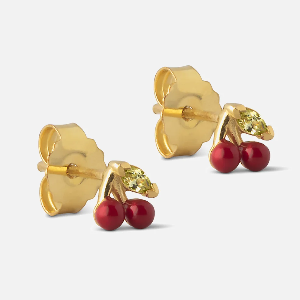 Enamel Copenhagen Women's Cherry Stud Earrings - Red/Gold Image 1