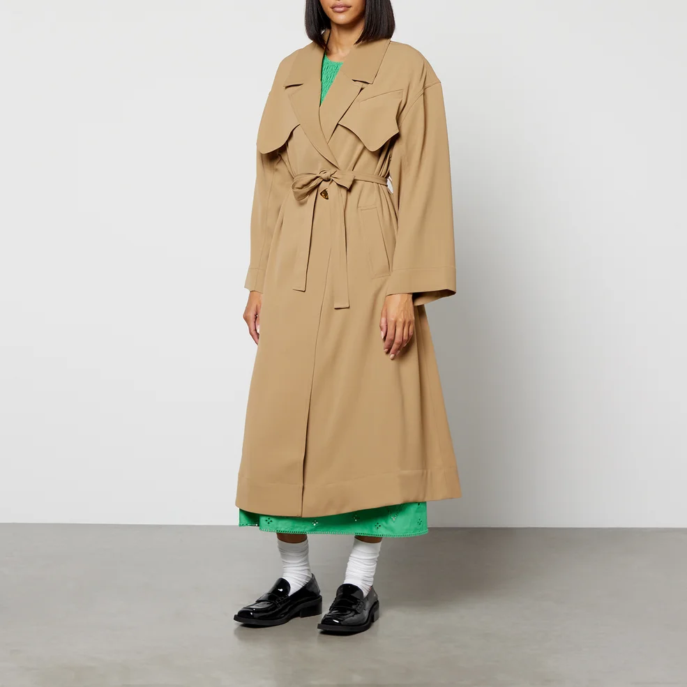 Ganni Belted Twill Trench Coat Image 1