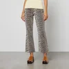 Ganni Leopard Denim Cotton-Blend Jeans - Image 1