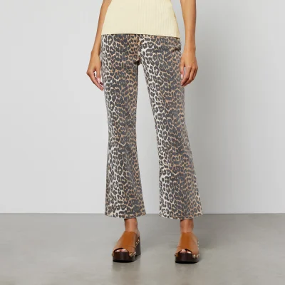 Ganni Leopard-Print Cotton-Blend Denim Jeans