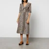 Ganni Leopard Cotton and Lyocell-Blend Denim Dress - Image 1