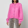 Ganni Mohair Cable Knit Mohair-Blend Cardigan - Image 1