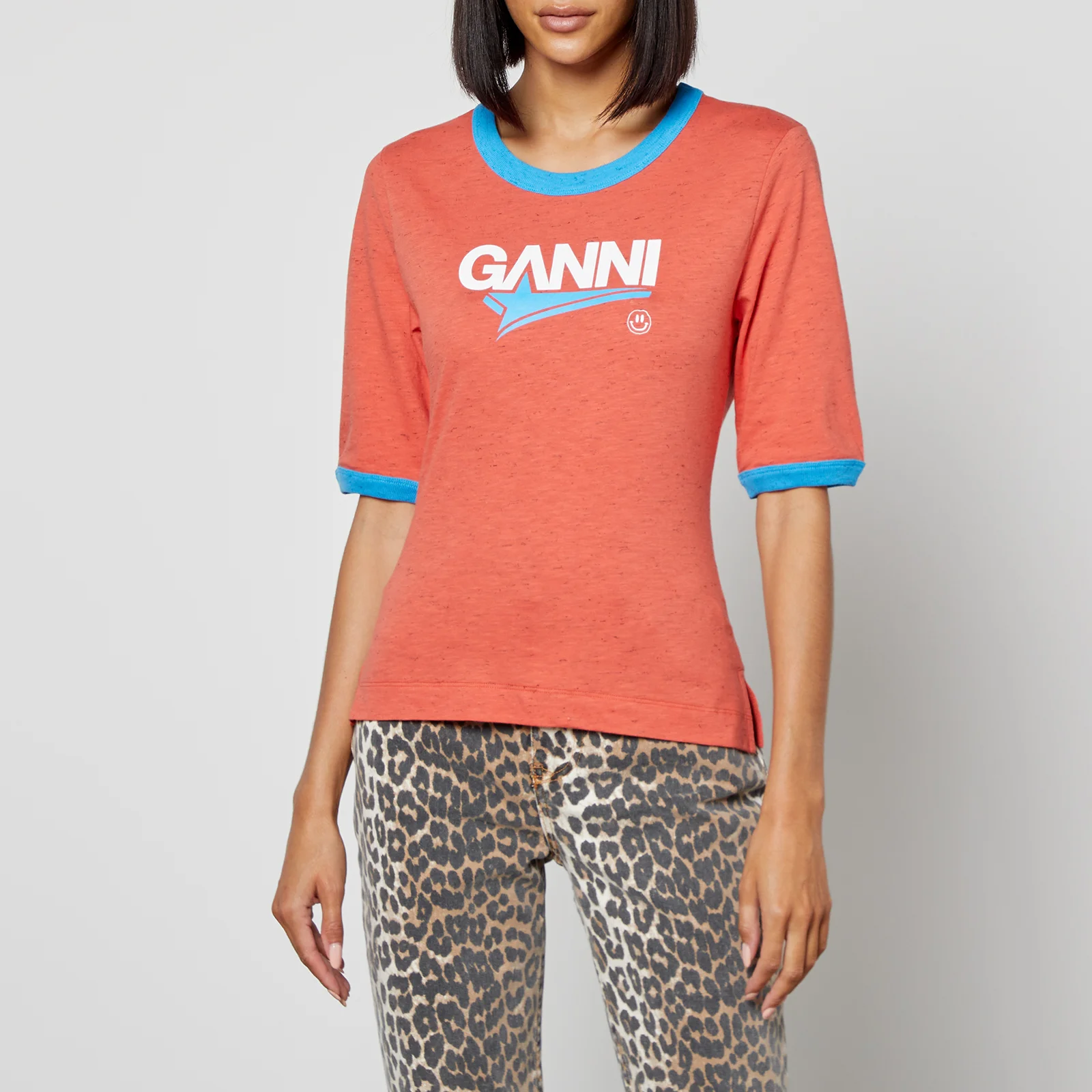 Ganni Logo-Print Organic Cotton T-Shirt Image 1