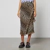 Ganni Leopard Print Mesh Wrap Midi Skirt - Image 1