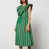 Baum Und Pferdgarten Women's Alisa Midi Dress - Green Stripe - Image 1