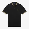 Fred Perry Men's Single Tipped Fred Perry Polo Shirt - Black/Champagne - 38"/S - Image 1