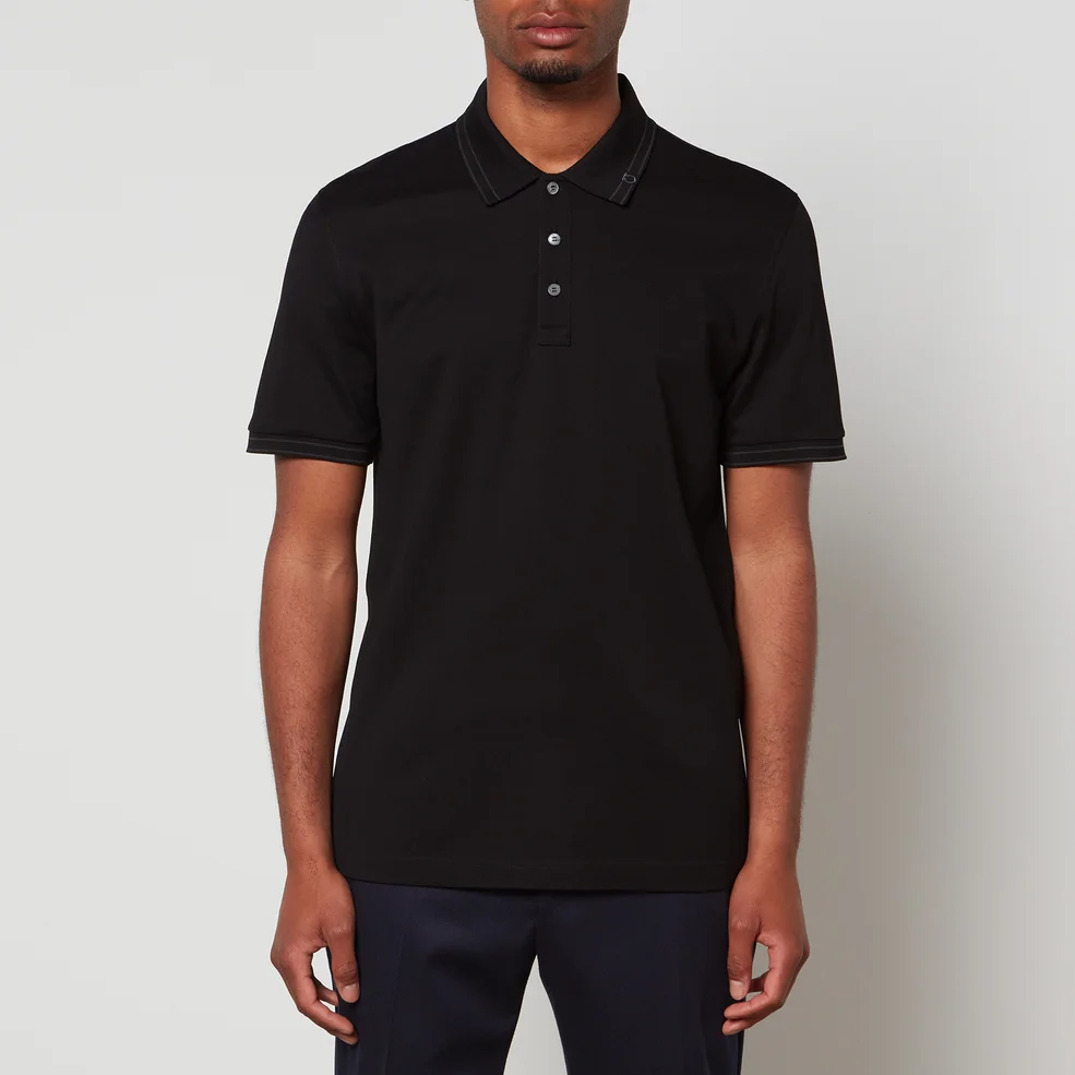 Ferragamo Men's Cotton Piquet Polo Shirt - Black Image 1