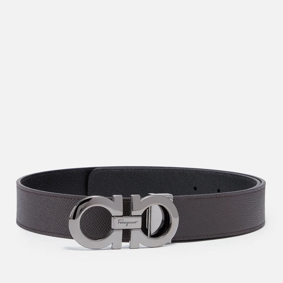 Ferragamo Men's Reversible And Adjustable Gancini Belt - Brown/Black Image 1