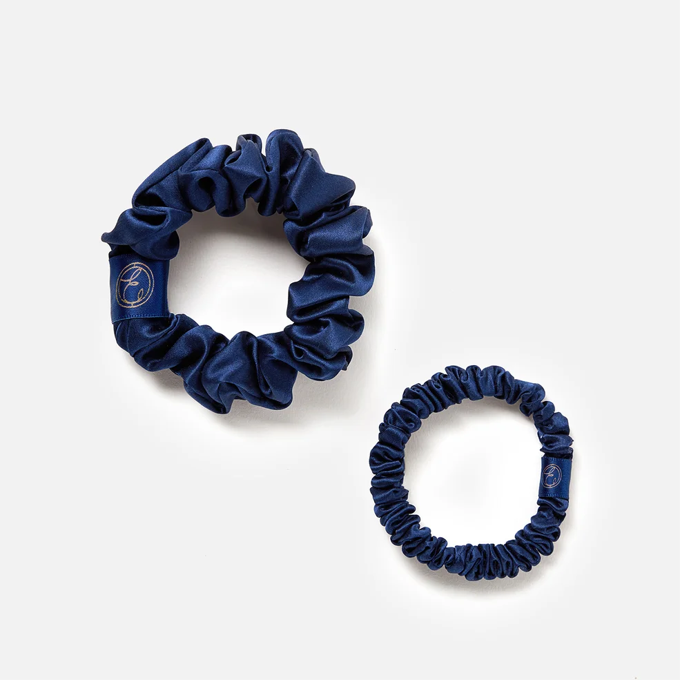 ESPA Silk Scrunchies - Navy Blue - 2 Pack Image 1