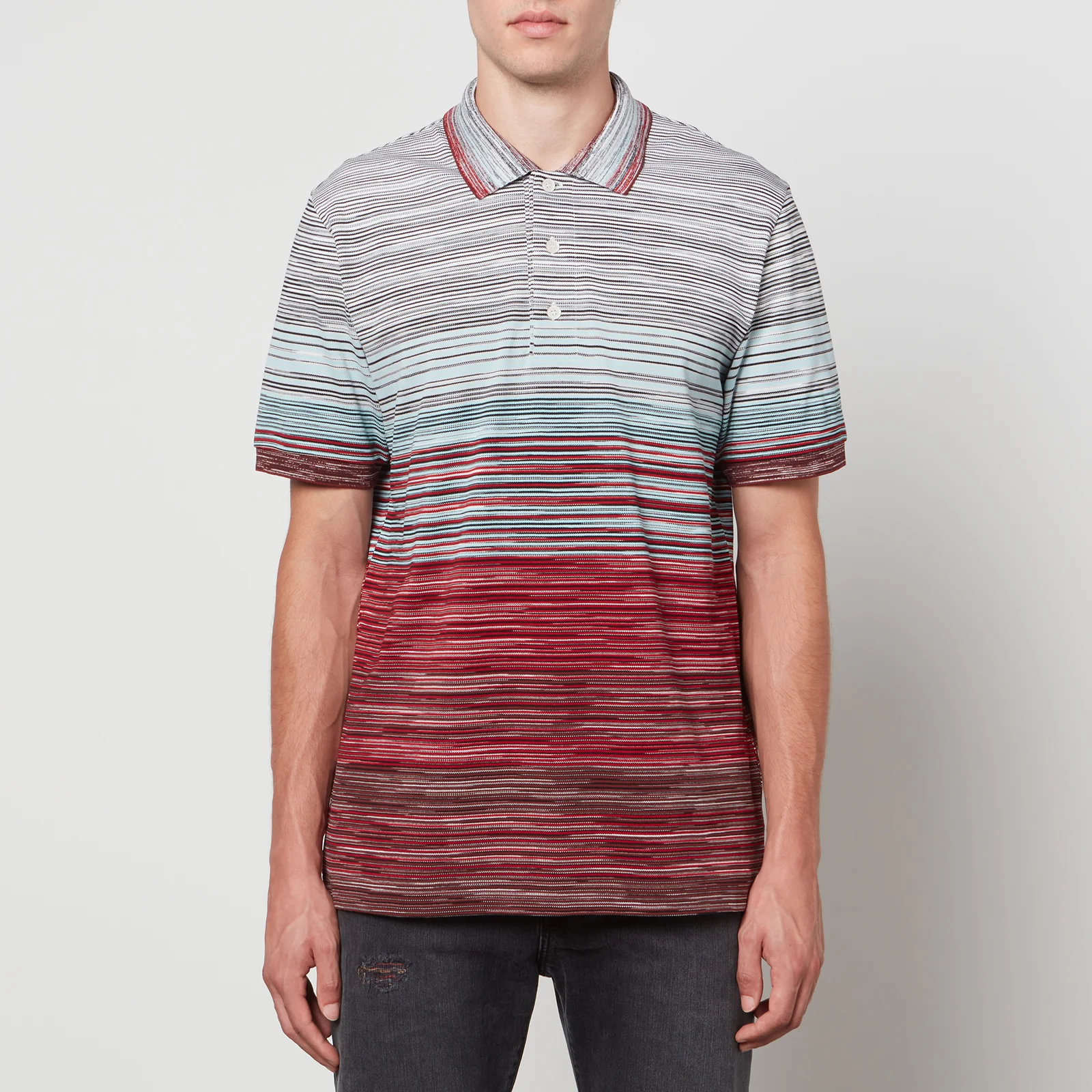Missoni Striped Cotton-Piqué Polo Shirt Image 1