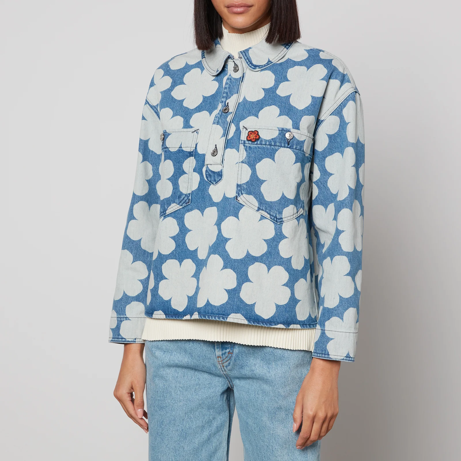 KENZO Floral-Print Denim Shirt - S Image 1