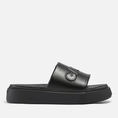 Ganni Logo-Debossed Vegan Leather Flatform Slide Sandals