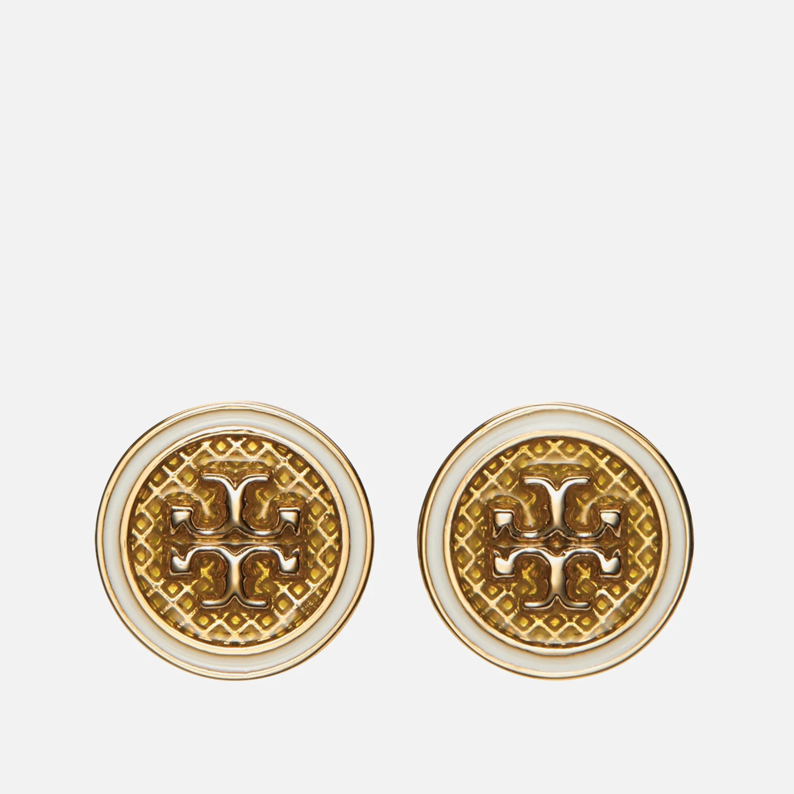 Tory Burch Women's Kira Guilloche Circle-Stud Earring - Tory Gold/Yellow/New Ivory Code Image 1