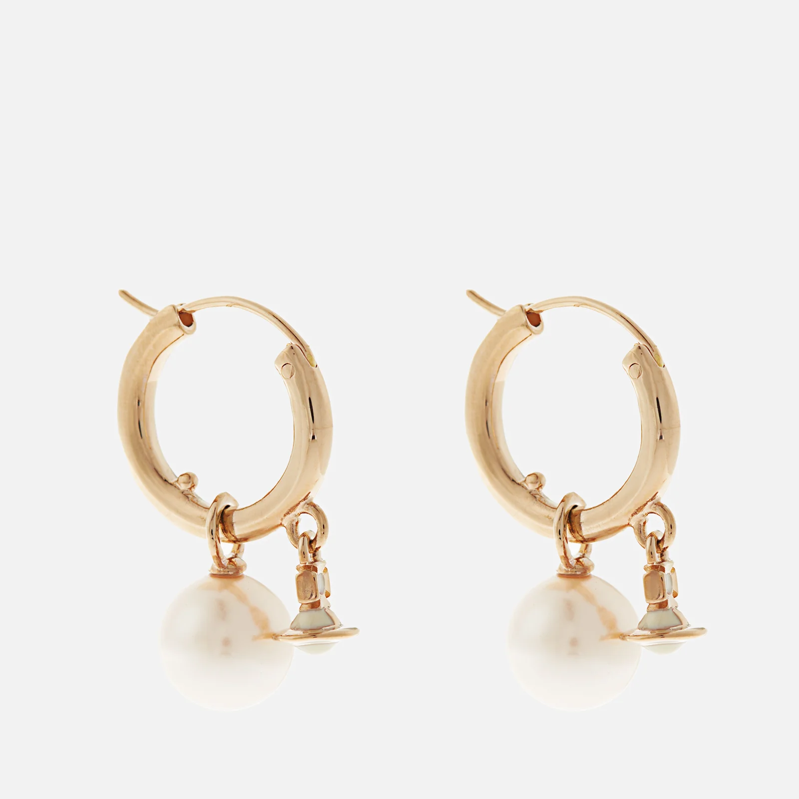 Vivienne Westwood Fenella Gold-Tone, Faux Pearl and Enamel Hoop Earrings Image 1