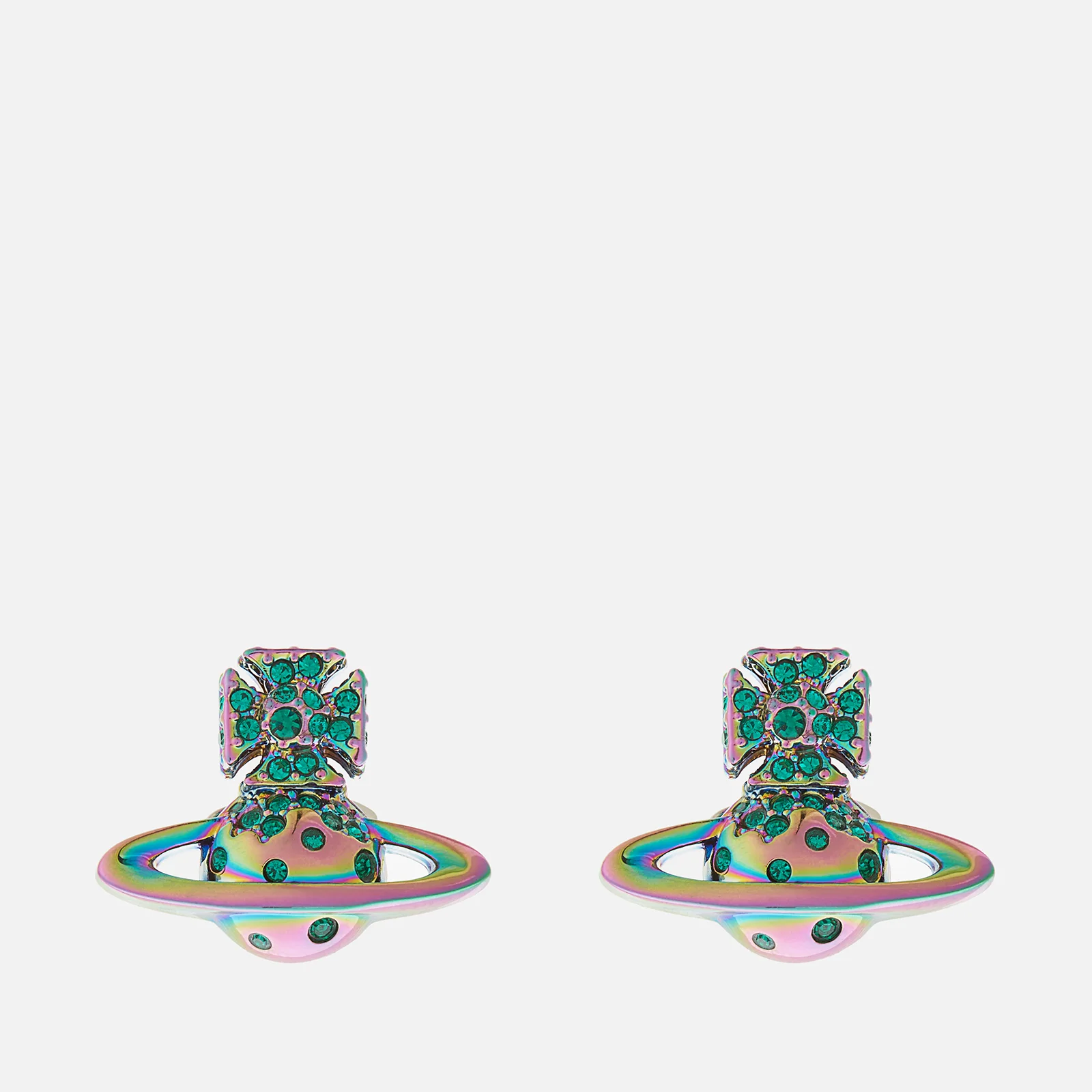 Vivienne Westwood Porfino Bas Relief Iridescent-Tone Brass and Crystal Earrings Image 1