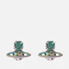 Vivienne Westwood Porfino Bas Relief Iridescent-Tone Brass and Crystal Earrings - Image 1