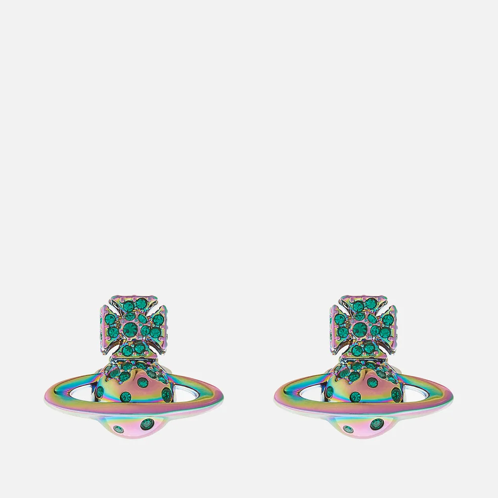 Vivienne Westwood Porfino Bas Relief Iridescent-Tone Brass and Crystal Earrings Image 1