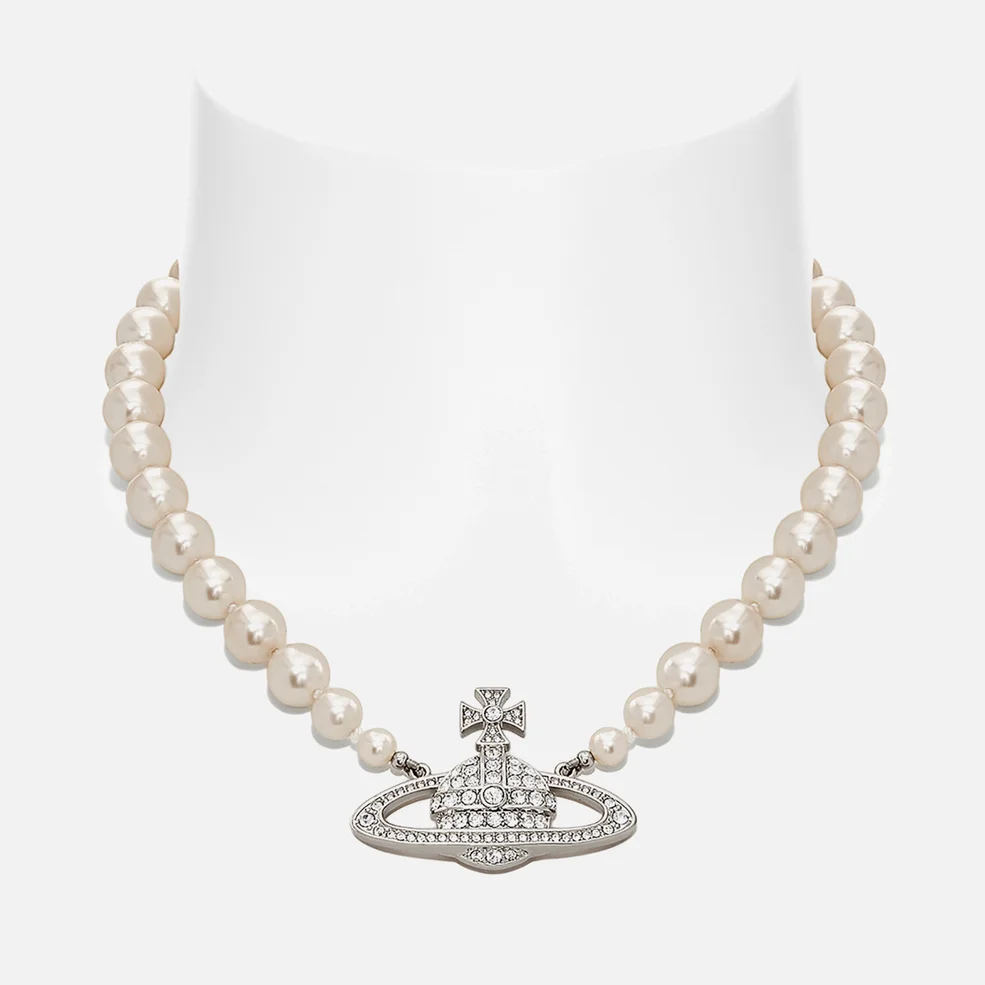 Vivienne Westwood Bas Relief Silver-Tone, Faux Pearl and Crystal Choker Image 1