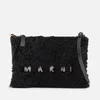 Marni Embroidered Shearling and Leather Shoulder Bag - Image 1