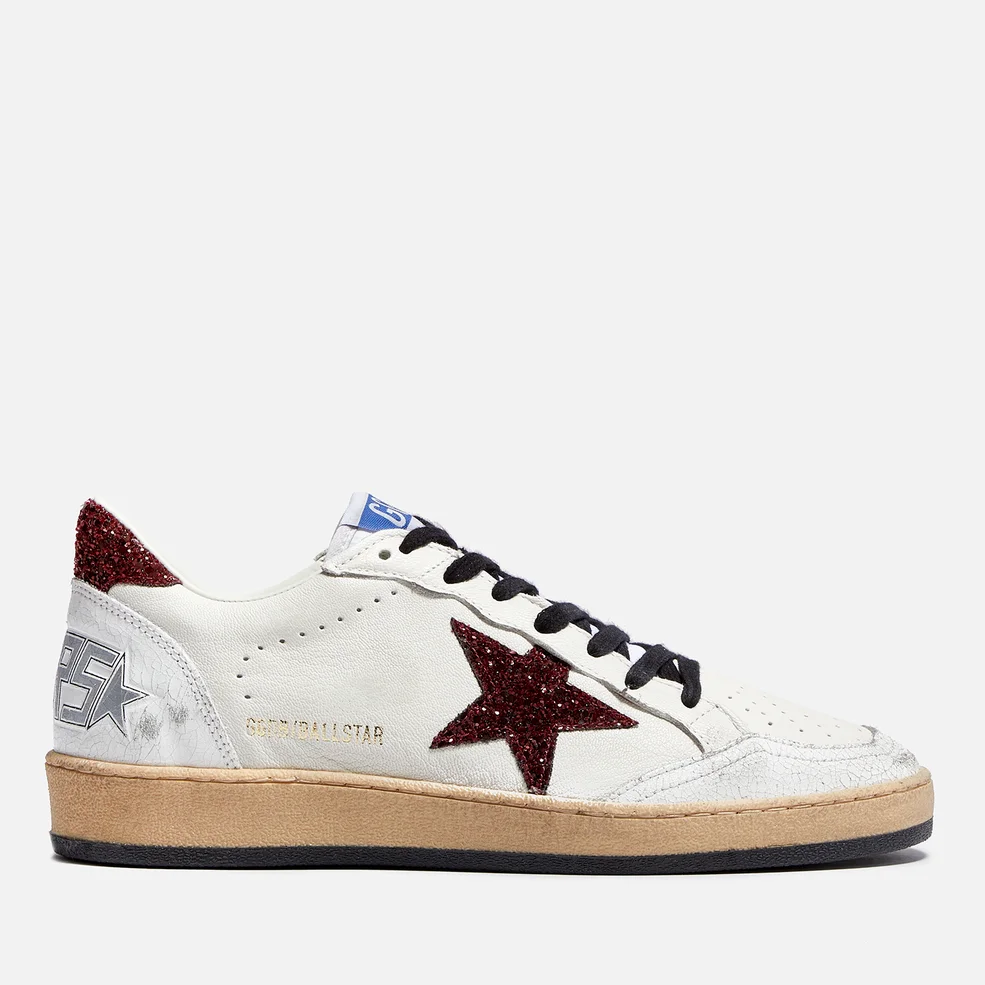Golden Goose Ball Star Distressed Glittered Leather Trainers Image 1