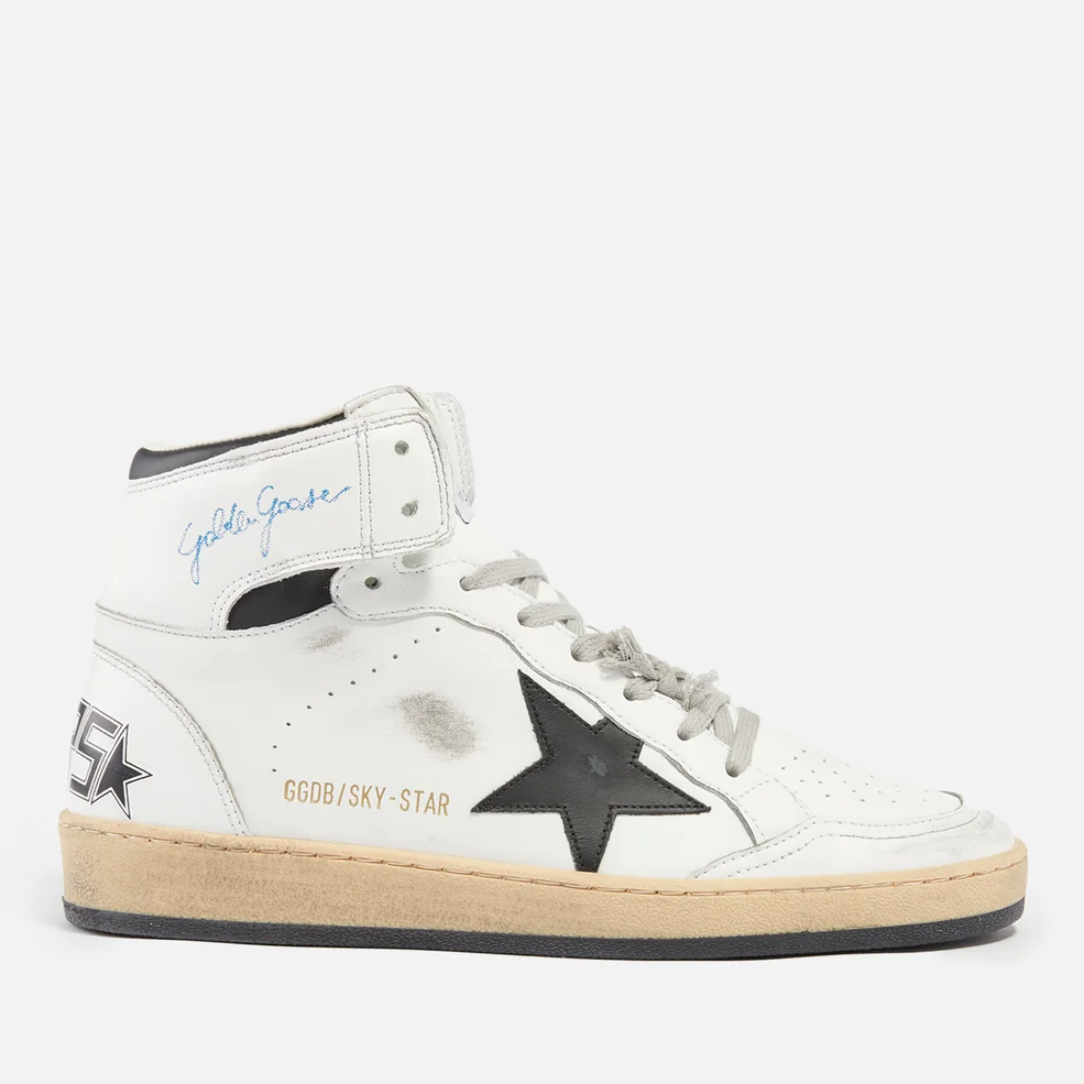 Golden Goose Sky-Star Distressed Leather High-Top Trainers Image 1