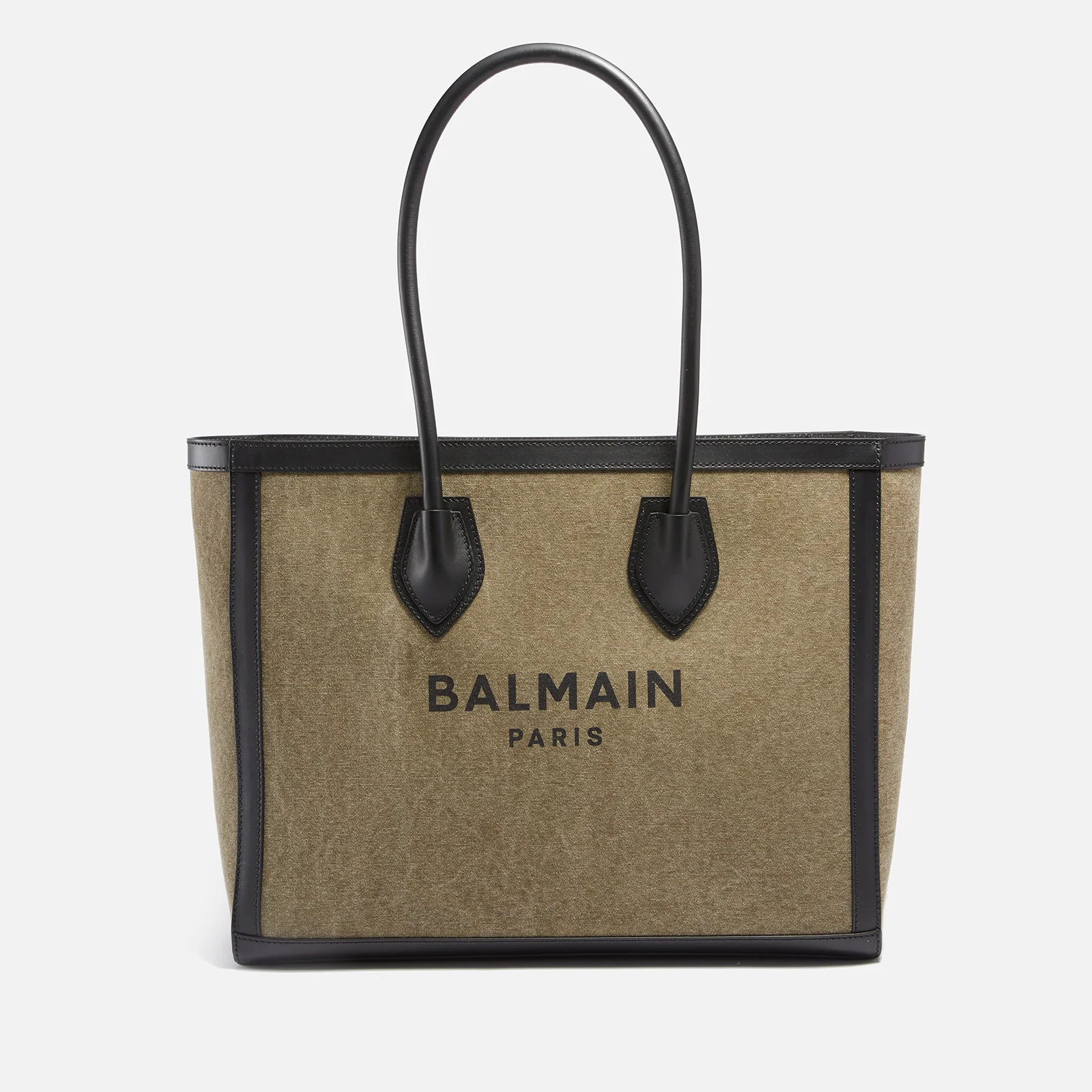 Balmain Women's B-Army Canvas & Logo Shopper 42 Bag - Khaki/Black Image 1