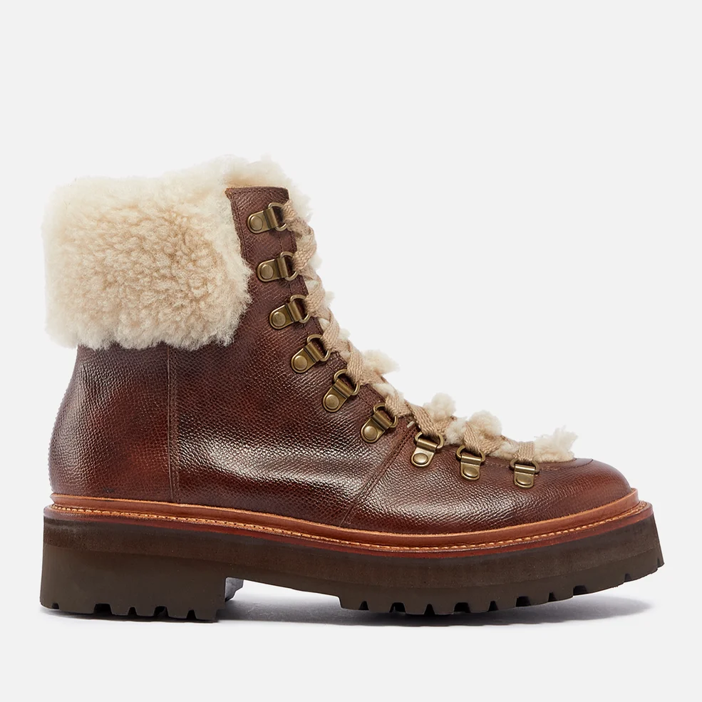 Grenson Nettie Leather and Shearling Hiking-Style Boots - UK 3 Image 1
