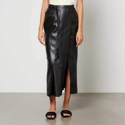 Nanushka Fida Pleated Regenerated Leather Midi Skirt