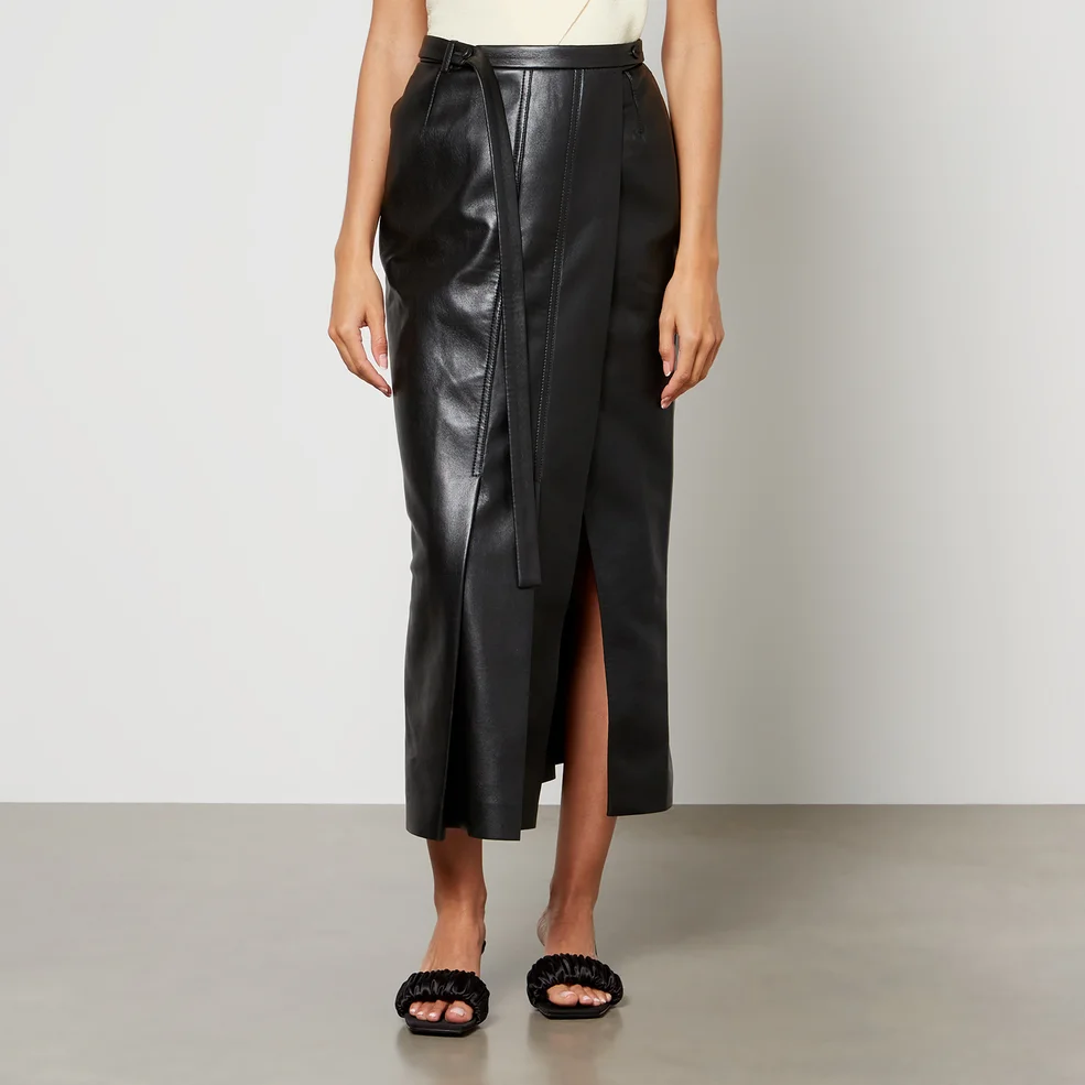 Nanushka Fida Pleated Regenerated Leather Midi Skirt Image 1