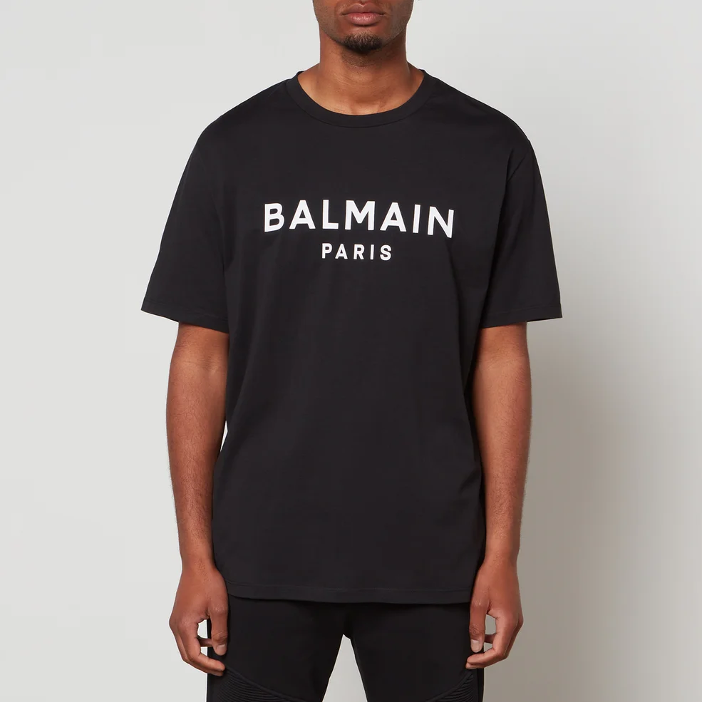 Balmain Men's Straight Fit Printed T-Shirt - Black/White Image 1