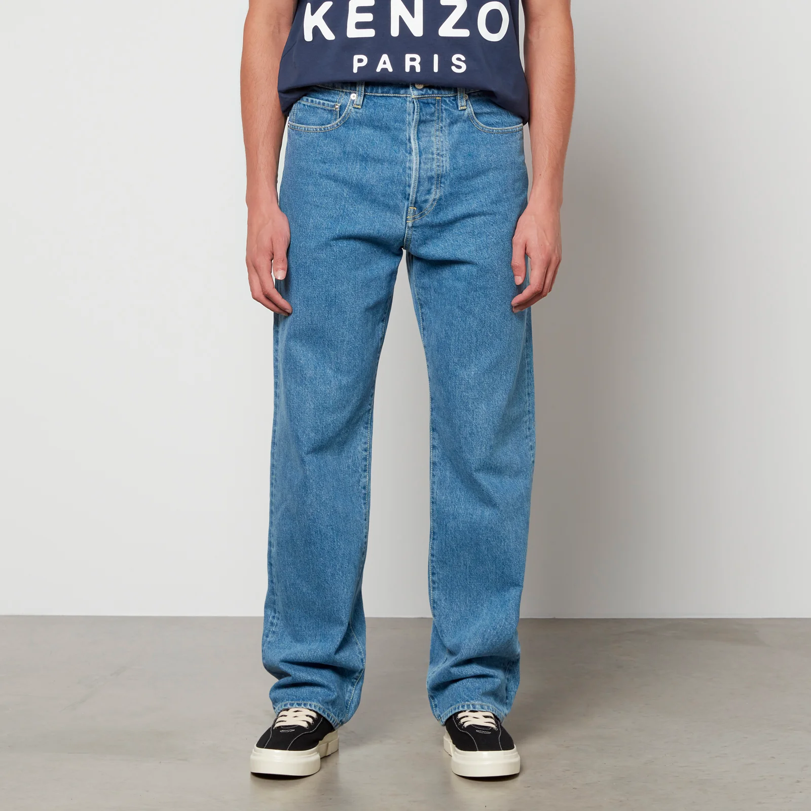 KENZO Asagao Stone-Washed Cotton-Denim Jeans Image 1