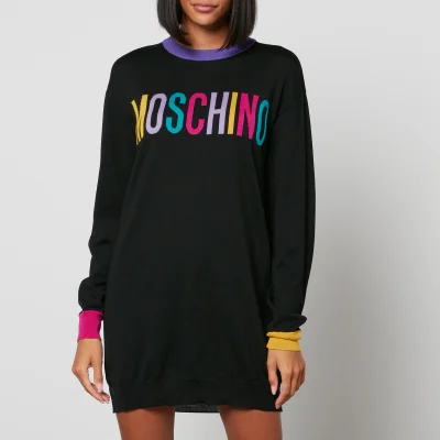 Moschino Women's Rainbow Logo Knit Mini Dress - Fantasy print Black