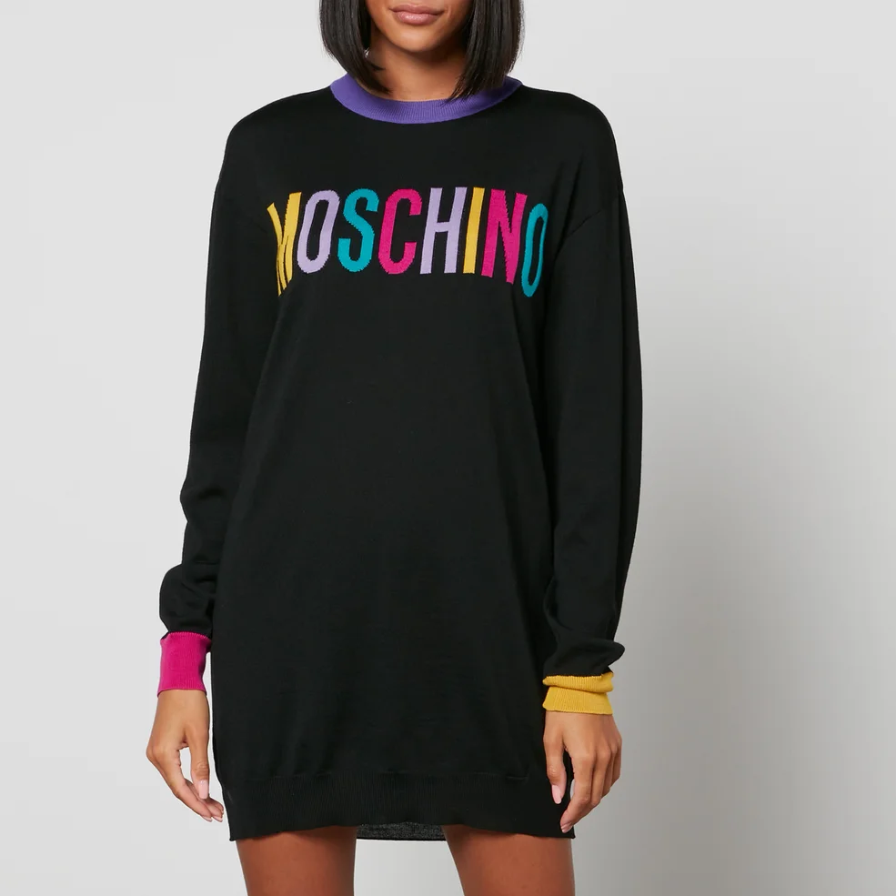 Moschino Women's Rainbow Logo Knit Mini Dress - Fantasy print Black Image 1
