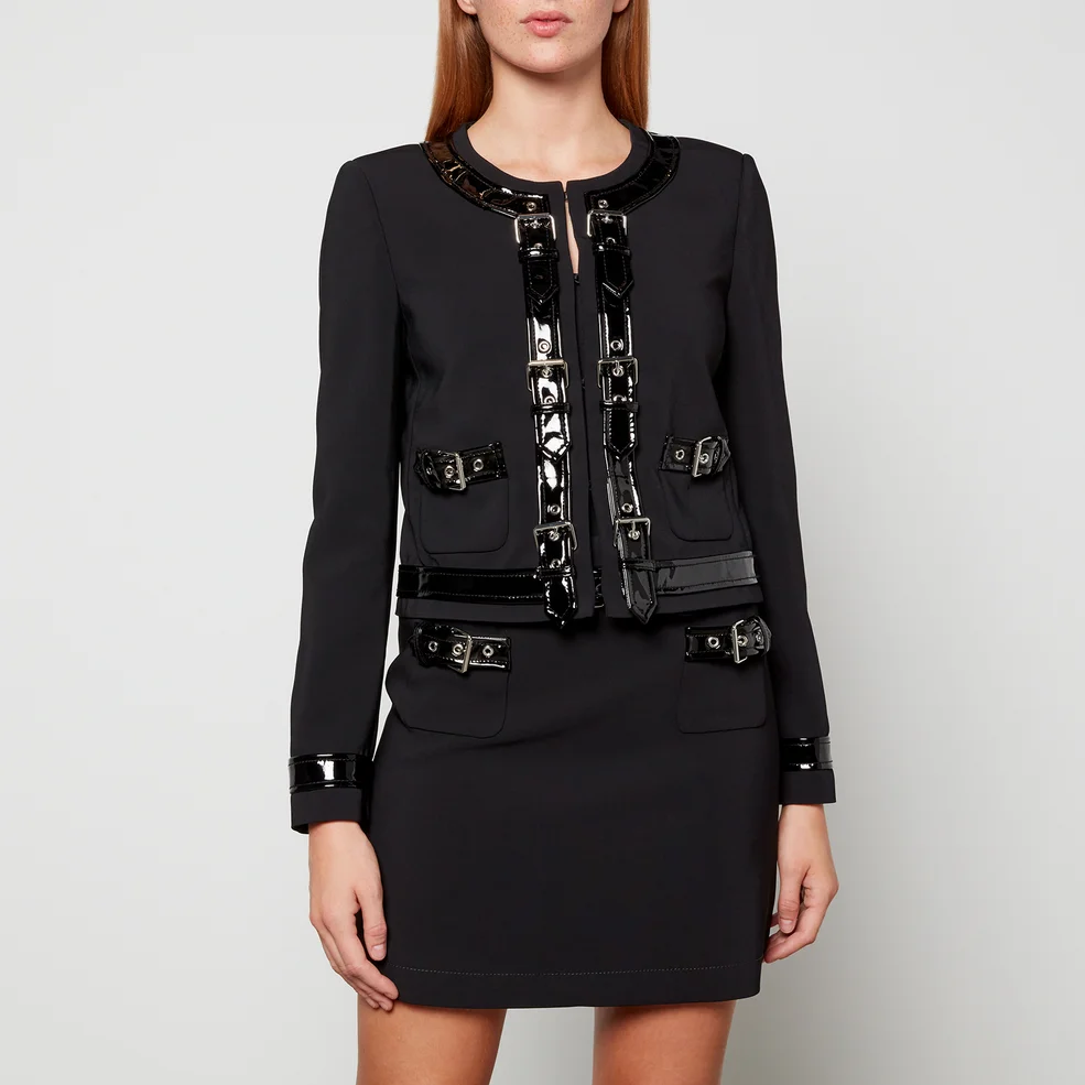 Moschino Faux Patent Leather-Trimmed Cady Jacket Image 1