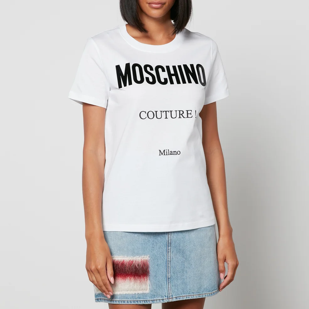 Moschino Women's Couture Logo T Shirt - Fantasy print White Image 1