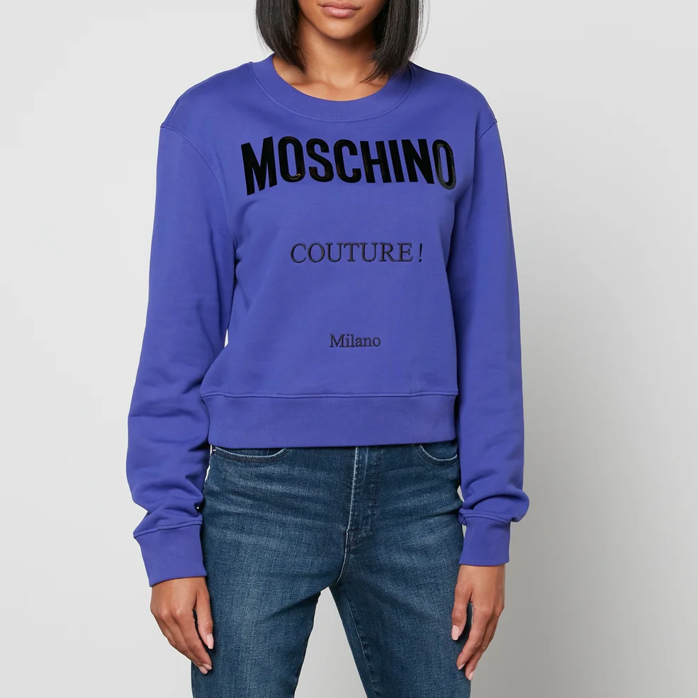 Moschino Women's Couture Logo Sweatshirt - Fantasy print Blue Image 1
