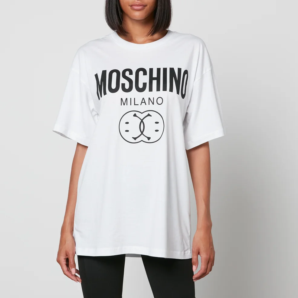 Moschino Women's Oversized Smiley Logo T Shirt - White Image 1